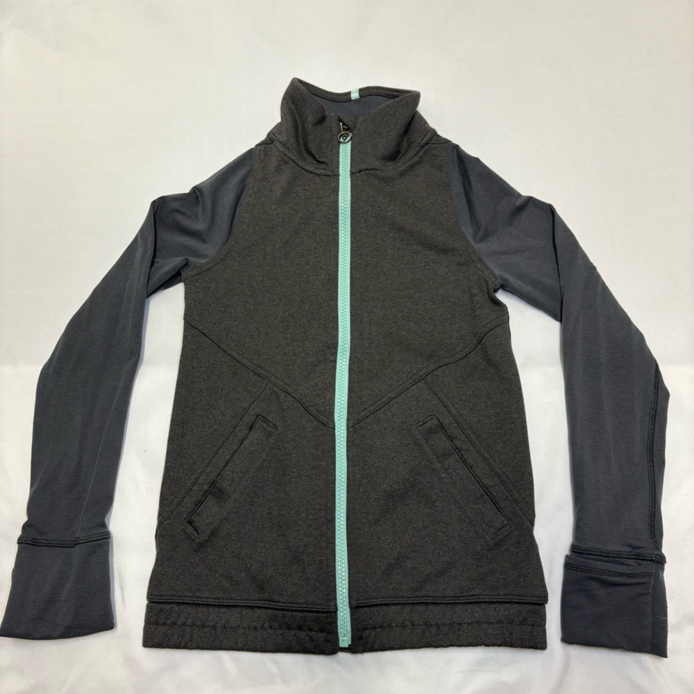 Ivivva Wool Blend Track Jacket Fold Over Cuffs Thumbholes Girls 7 Lululemon Grey
